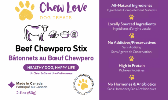 Beef Chewpero Stix by Chew Love - Healthy Beef Dog Treats Canada